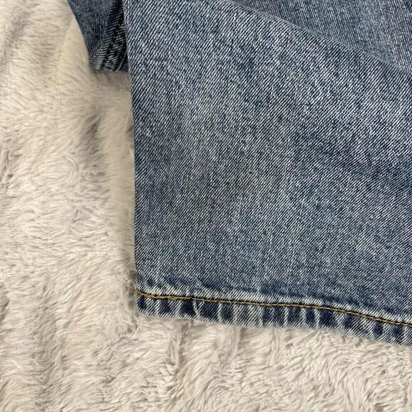 Levis 505 Mens Size 40x26.5 Medium Wash Distressed Stain Straight Jeans Grunge - Picture 8 of 13
